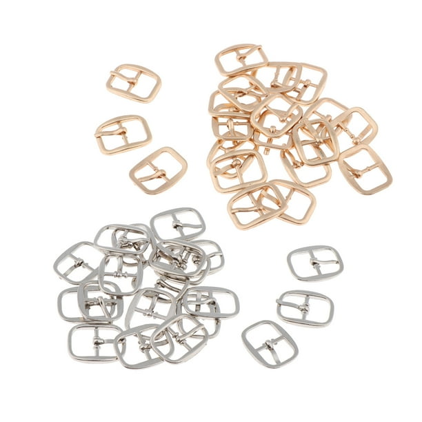 Metallic Single Prong Pin Center Shoes Buckles Silver Tone 19 Pcs